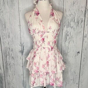 LoveShackFancy Deanna Halter Dress Warm Pink Cloud XL